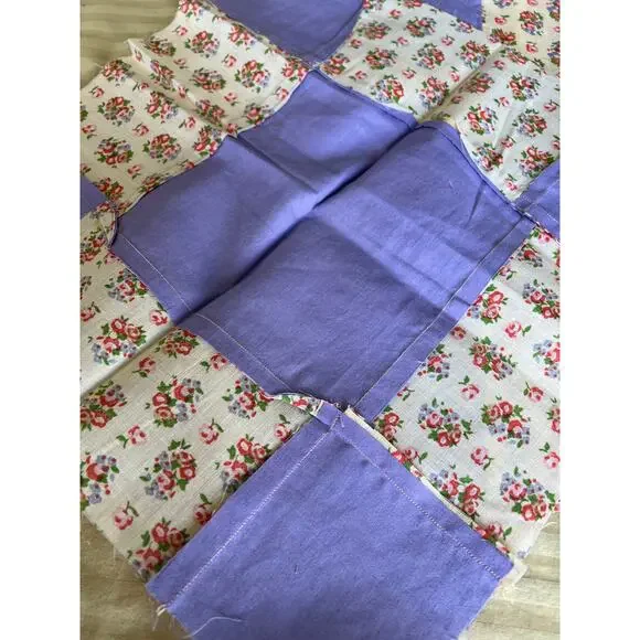 vintage set 2 patchwork quilt blocks squares craft repurpose vintage fabric - Picture 2 of 5